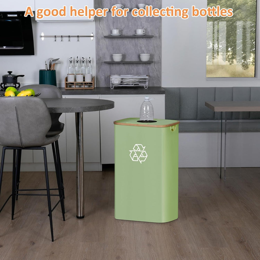Recycling Bin for Kitchen, 29 Gallon Indoor Recycle Bin with Lid, 110L Fabric Recycling Bin with 2 Removable Reusable