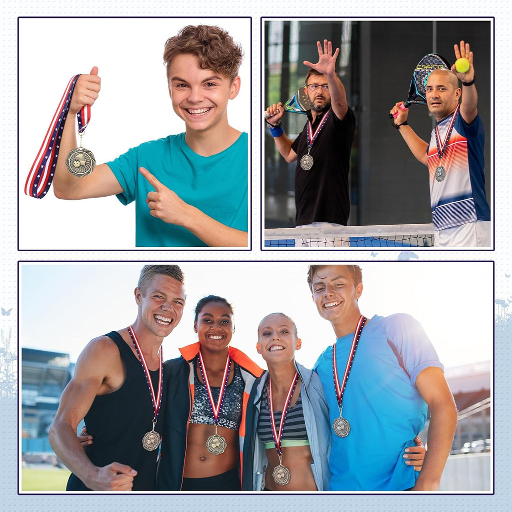 Metal Fusion Medals 2" Cornhole Dinkball Soccer 1st 2nd 3rd Place Award Medals with Ribbons Gold Silver Brown Trophy