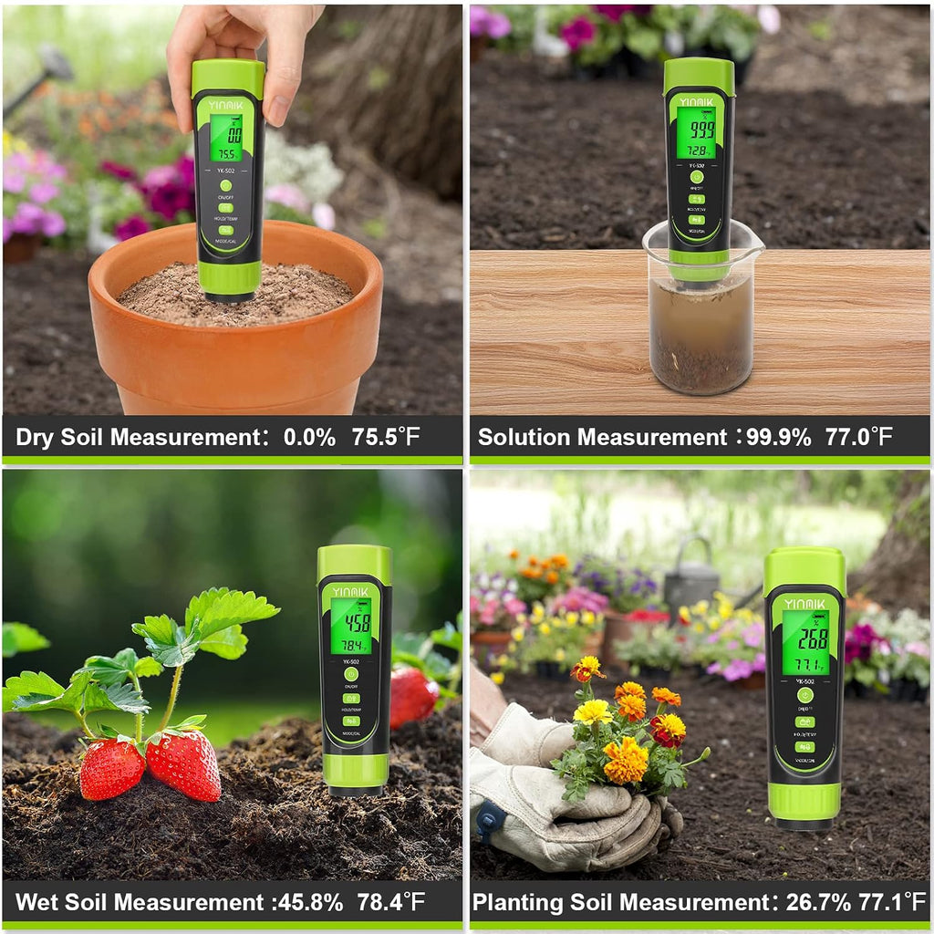 Digital Soil Moisture Meter,Direct EC Tester for Soil | 3 in 1 Soil Hygrometer, Plant Soil Conductivity & Moisture
