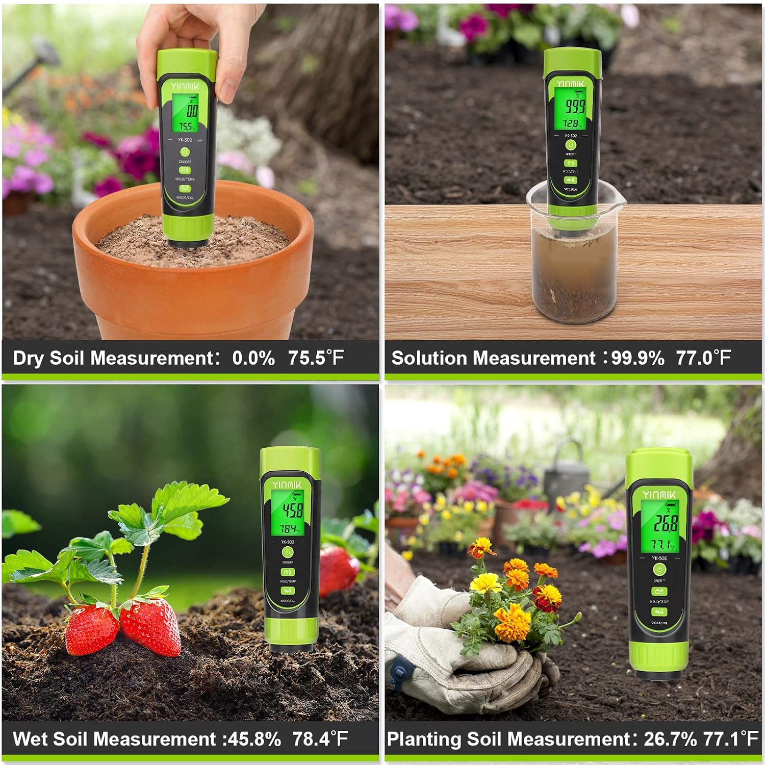 Digital Soil Moisture Meter,Direct EC Tester for Soil | 3 in 1 Soil Hygrometer, Plant Soil Conductivity & Moisture