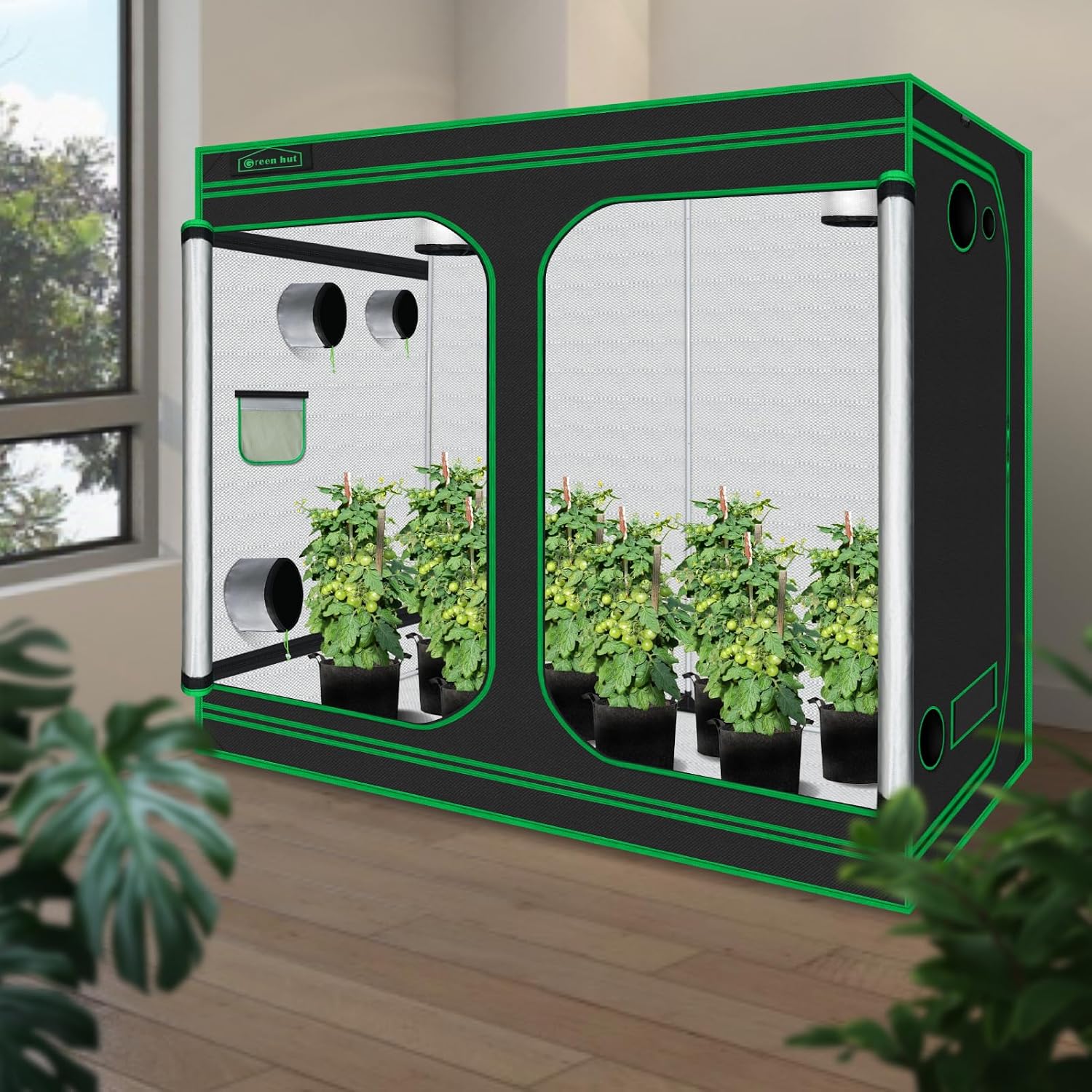 8x4 Grow Tent 96"x48"x78" 600D Mylar Hydroponic Indoor Grow Tent | Observation Window, Removable Floor Tray, 100%