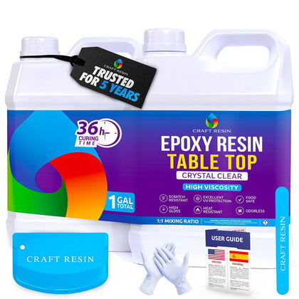 Table Top Epoxy Resin Kit - Ultra Clear, High-Gloss, 1 Gallon | UV & Scratch Resistant Finish, Bubble-Free