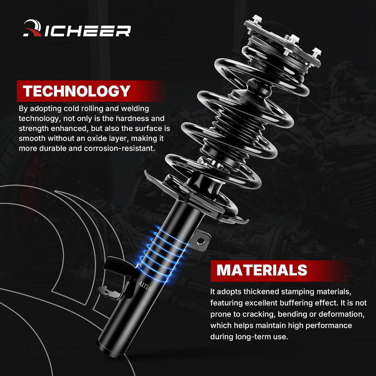 Richeer 172750 Front Strut Shock Assembly Compatible With 2014-2019 Escape