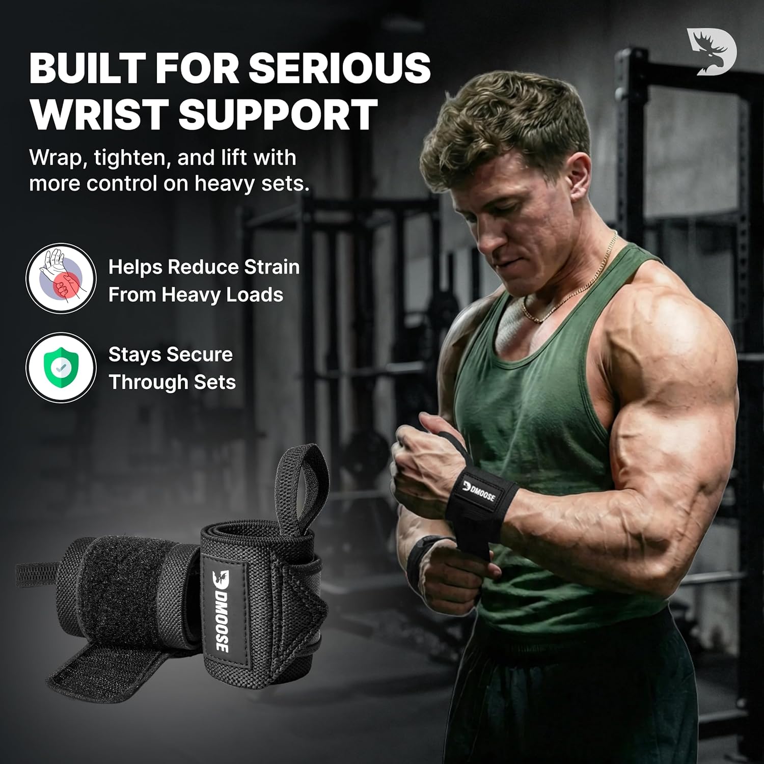 Wrist Wraps for Weightlifting 18" - Heavy Duty Gym Wrap with Hand Thumb Loop for Support & Pain Relief, USPA Approved