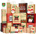 Christmas Gift Paper Bags Assorted Sizes, 24 Pack Holiday Paper Bags with Handles, 12 Assorted Designs in 4 Sizes –