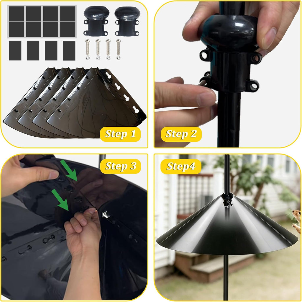 19 Inch Wide Black Squirrel Baffle for Bird Feeder Pole,Squirrel Proof for Outdoor Pole Mount Bird House Guard for