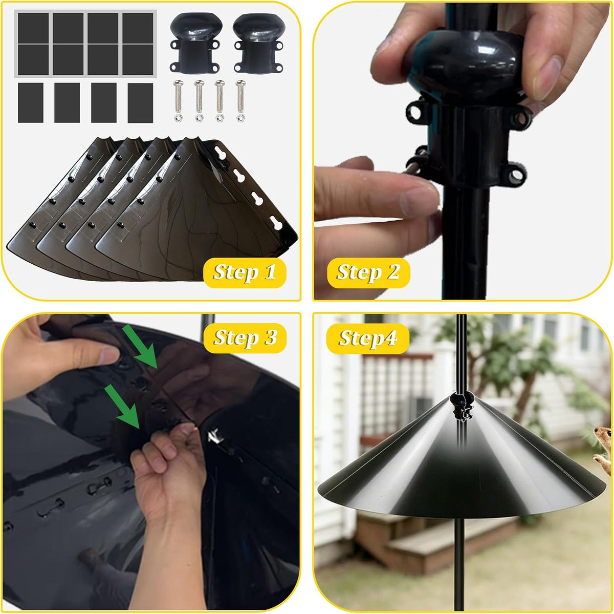 19 Inch Wide Black Squirrel Baffle for Bird Feeder Pole,Squirrel Proof for Outdoor Pole Mount Bird House Guard for