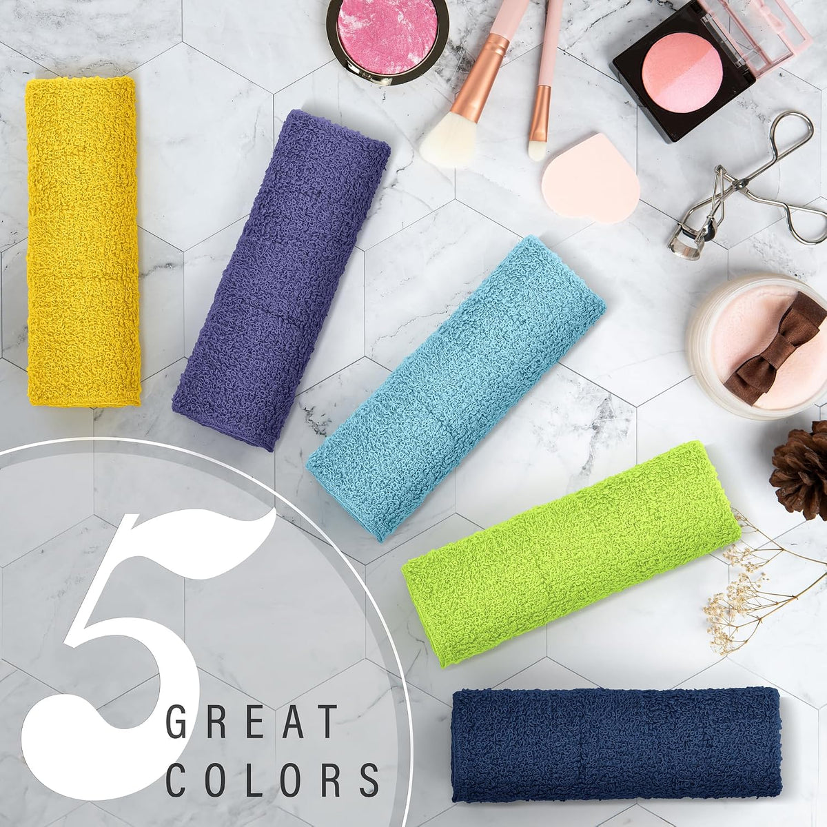 100% Cotton Washcloths 12x12 in, Assorted Set 3 (10 Pack)