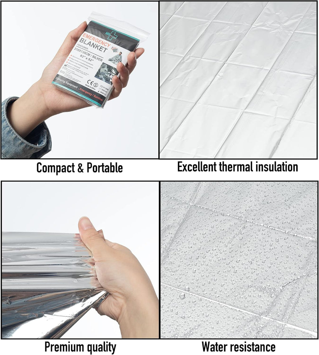Emergency Blanket (12-Pack),Emergency Silver Foil Blanket– Perfect for Outdoors, Hiking, Survival, Marathons or First
