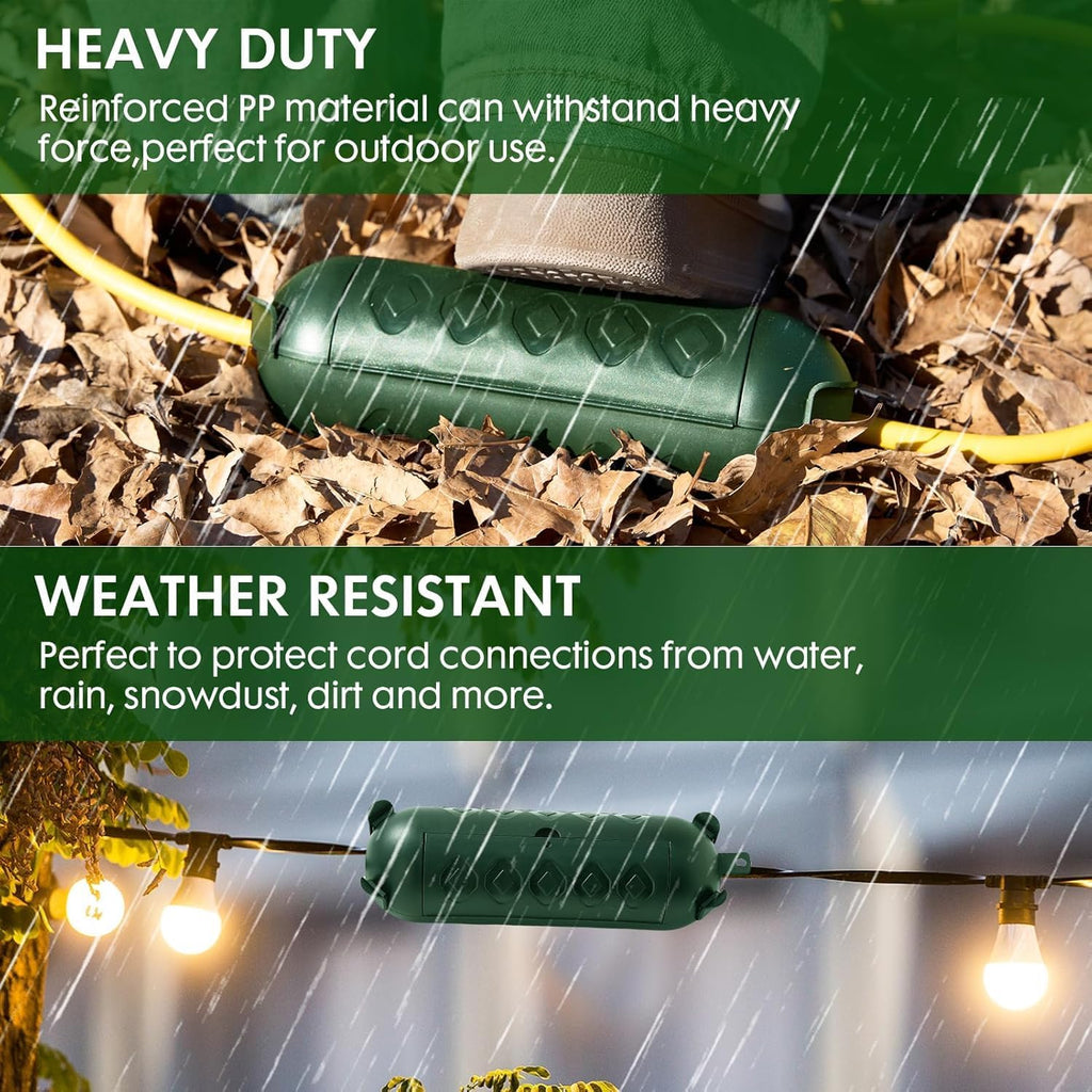 6 Pack Green Outdoor Extension Cord Cover IP44 Waterproof, Cord Protector Connector Electrical Safety Box to Protect