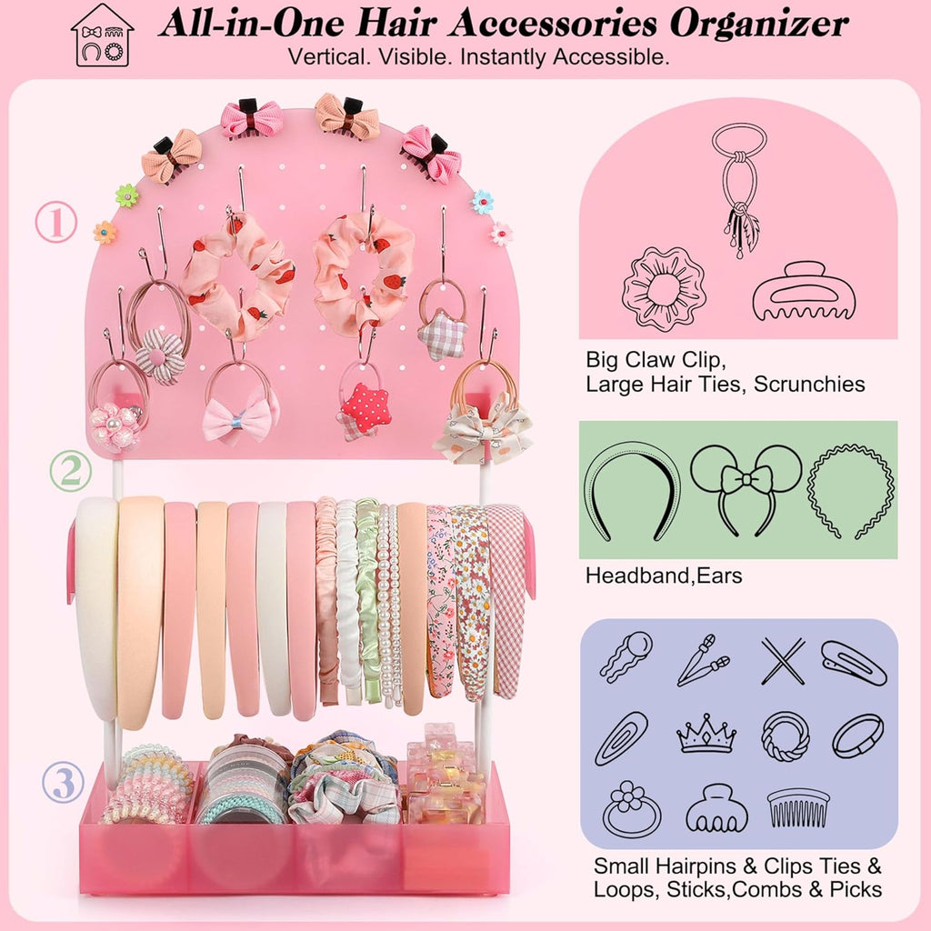 Hair Accessories Organizer,Acrylic Headband Holder Organizer,Versatile Hair Tie Holder for Girls,Baby, Women,Headband