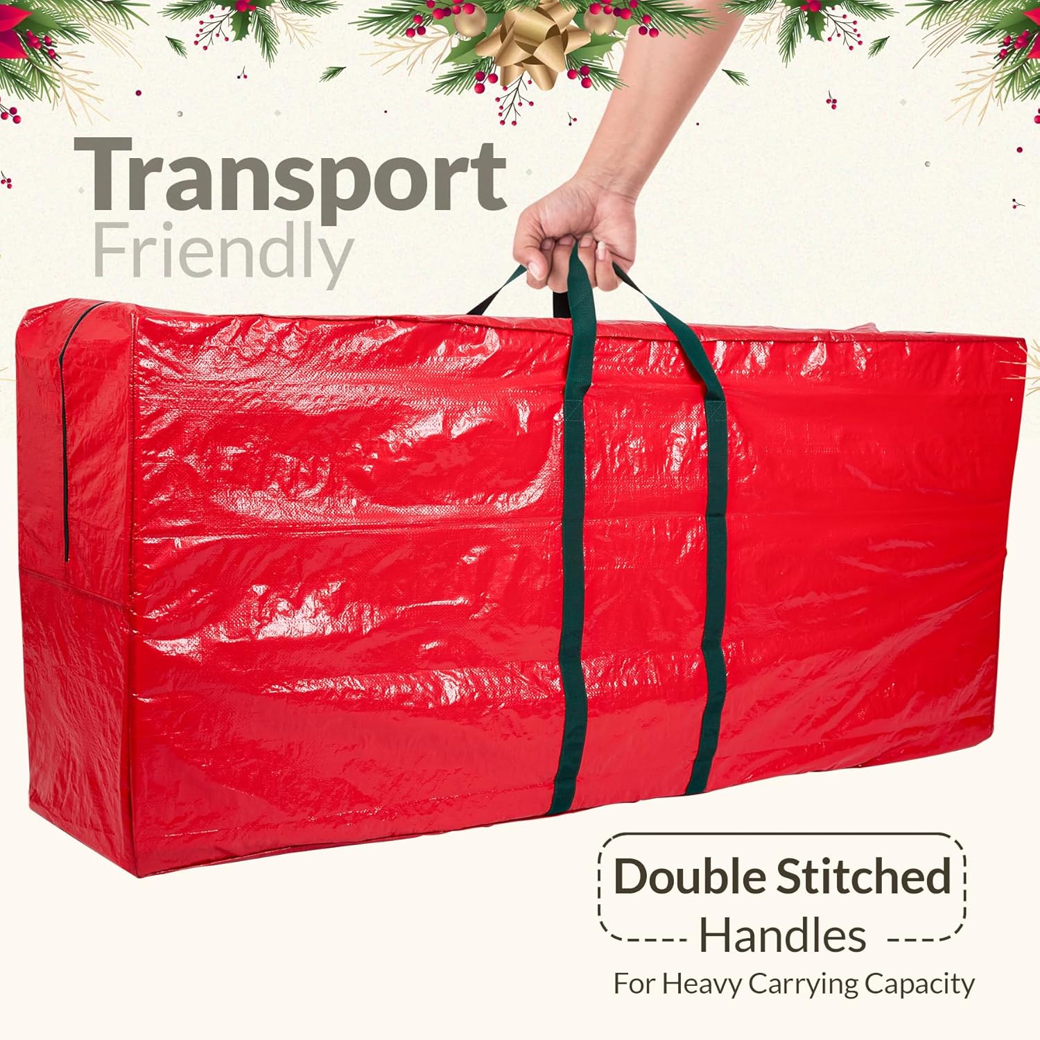 (Not Made In China) Christmas Tree Storage Bag 9ft Tree, Fits Up to 9 foot Artificial Tree, Durable Handles with Tear