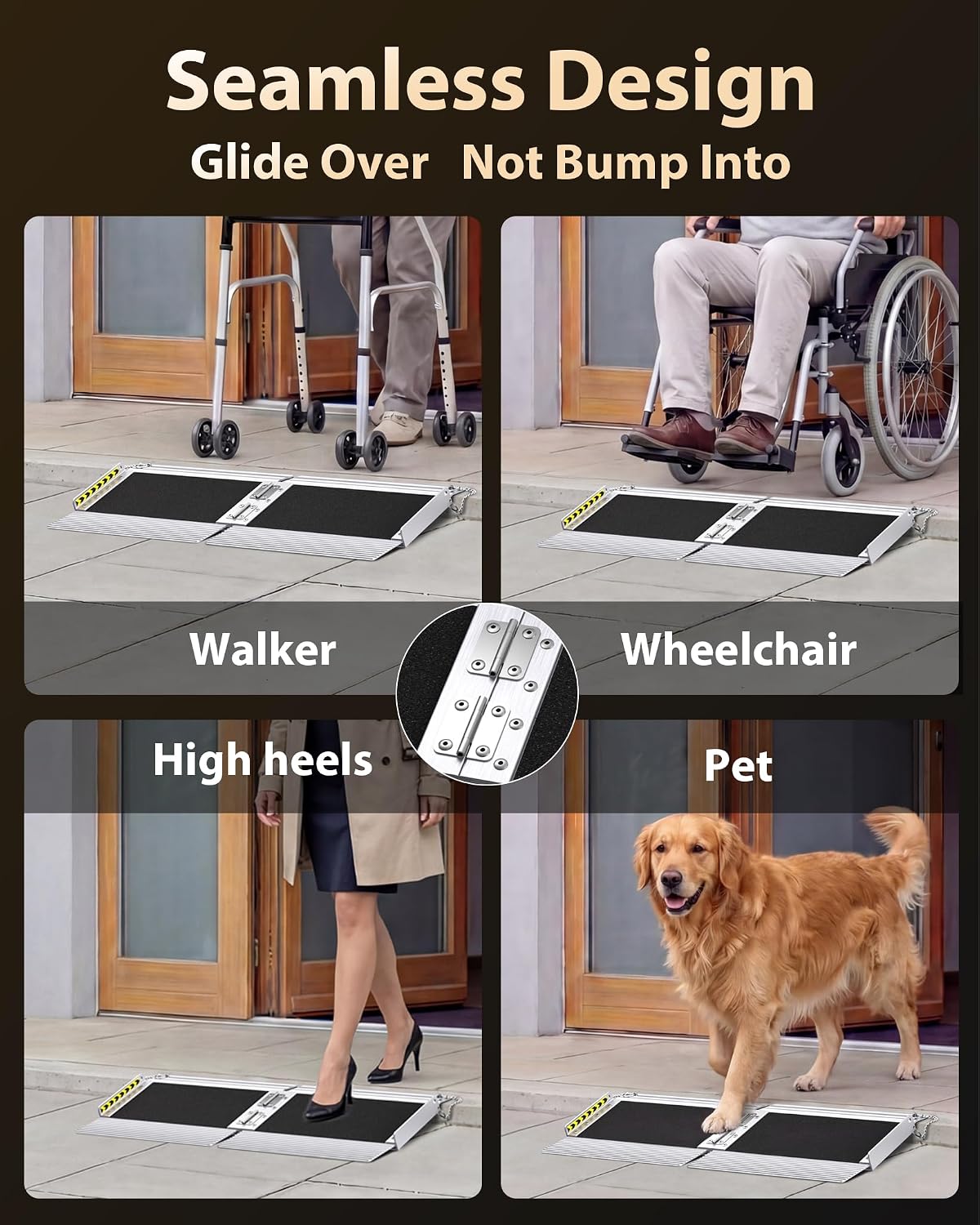 FACHNUO 1 FT Wheelchair Ramps for Doorways, Seamless Threshold Ramp