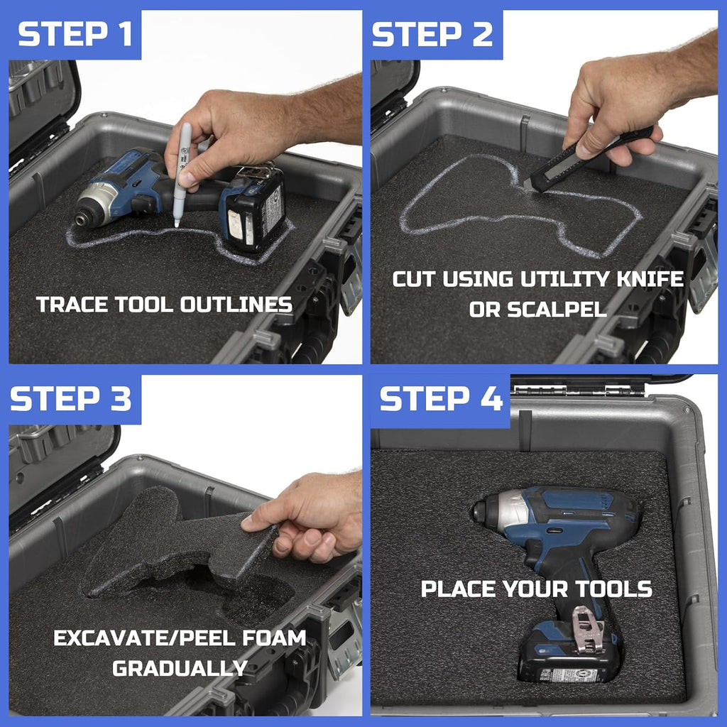 Tool Box Foam Organizer 48x24x1.5 inch 1PC, Kaizen Sheets for Pro Tool Control, Custom Tool Shadow Inserts for Cases