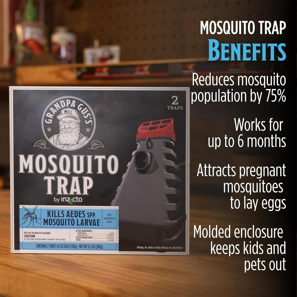 Mosquito Trap and Outdoor Bug Killer for Outdoors, 2 Pack | Water-Activated Larvae Control for Home Backyard, Patio &