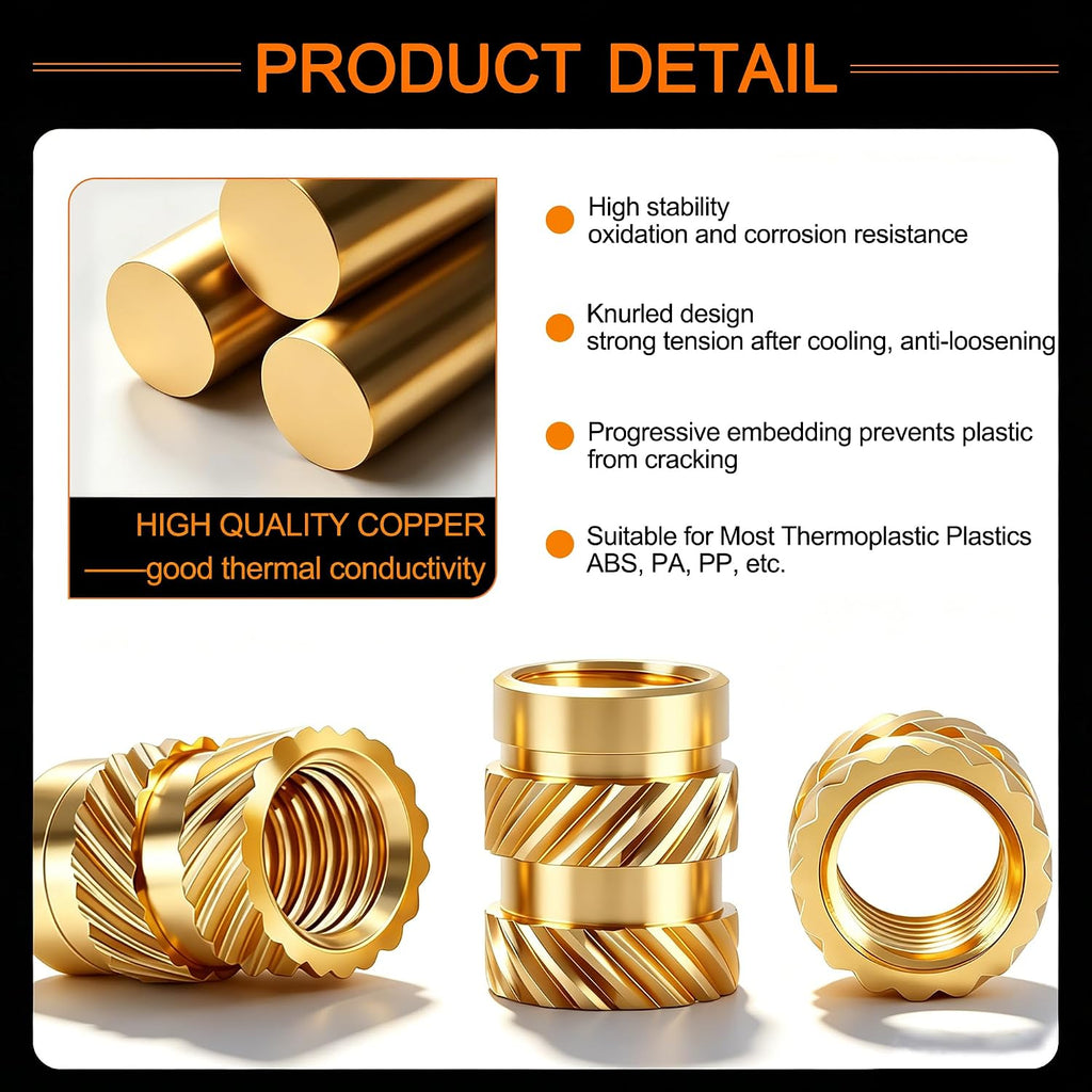Dianrui M3 Heat Set Inserts for 3D Printing, Brass Threaded Insert 150PCS
