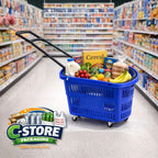 Rolling Shopping Basket with Wheels, Blue, 1 | 9.2 Gallon, Extendable Pull Handle, 60 LB Capacity