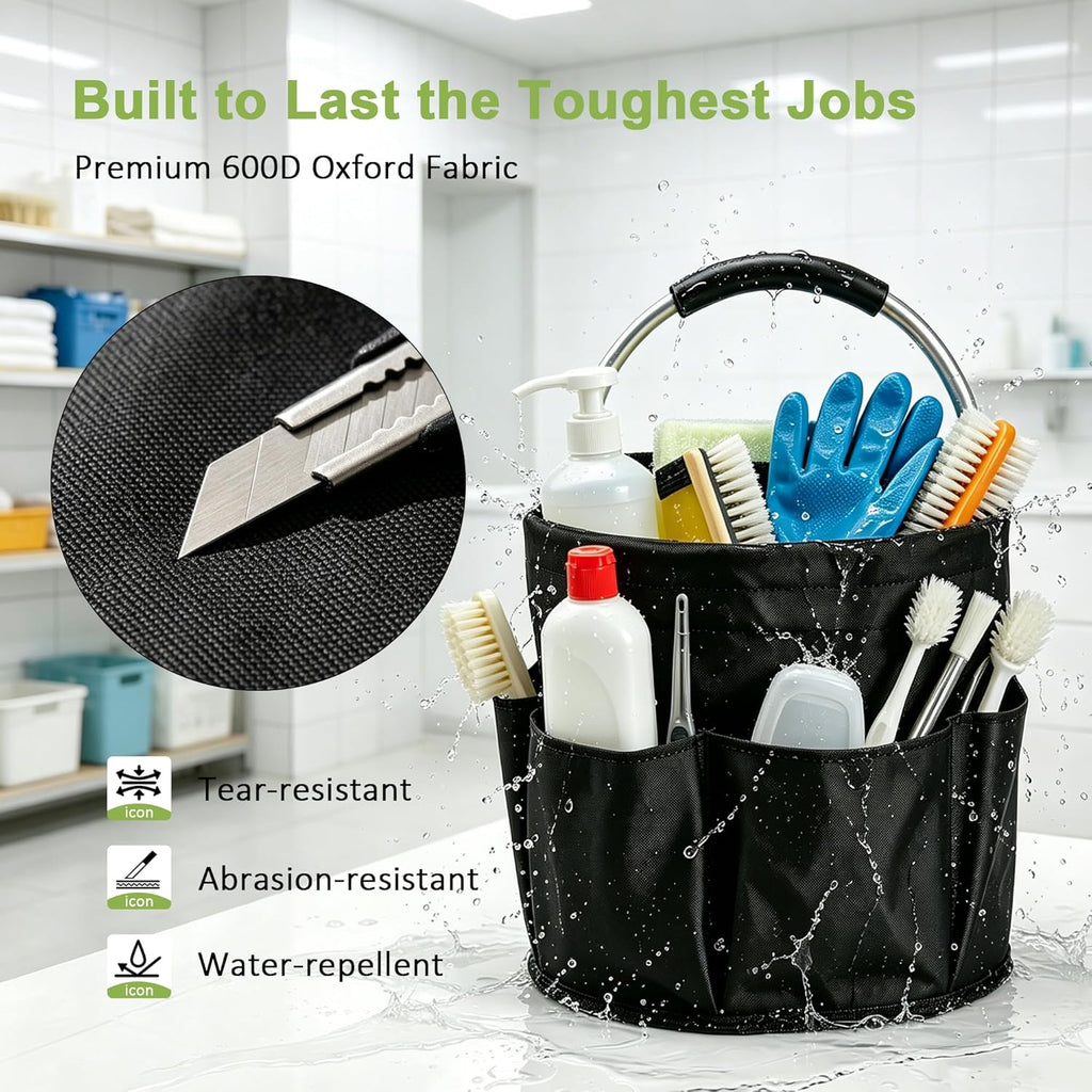 Cleaning Caddy with Handle 17L Cleaning Supplies Organizer Foldable Storage Basket Portable Cleaning Supply Caddy