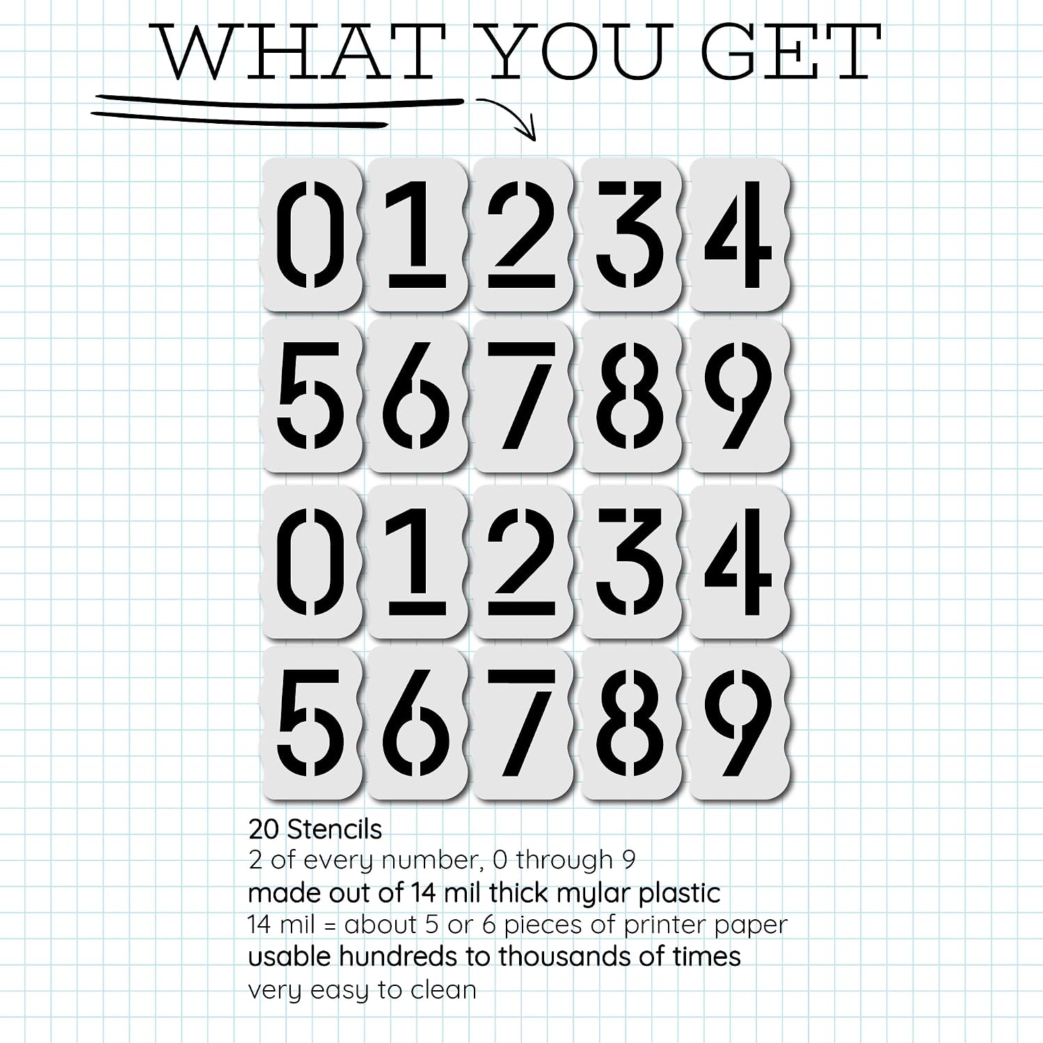 Curb Stencil Kit for Address Painting – Includes All Numbers, 4-Inch Durable & Reusable Plastic Stencils for