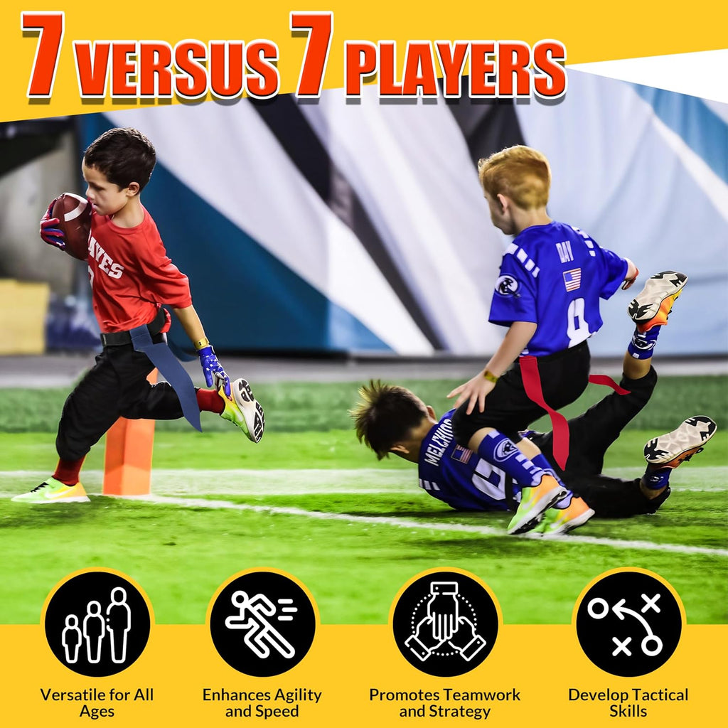 Flag Football Belts, Flags for Flag Football Set 14 Player, Flag Football for Kids Adults and Youth Training Equipment