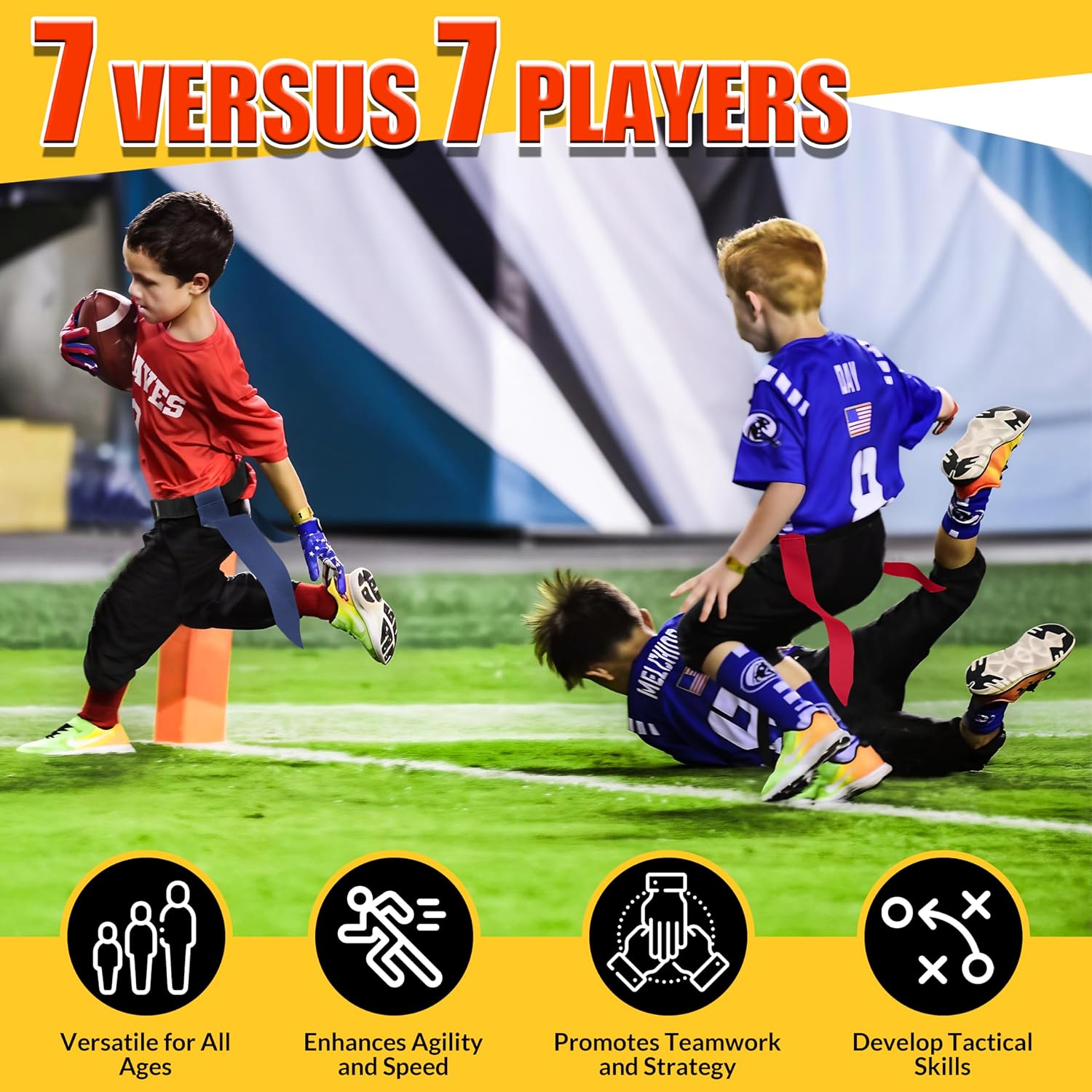 Flag Football Belts, Flags for Flag Football Set 14 Player, Flag Football for Kids Adults and Youth Training Equipment