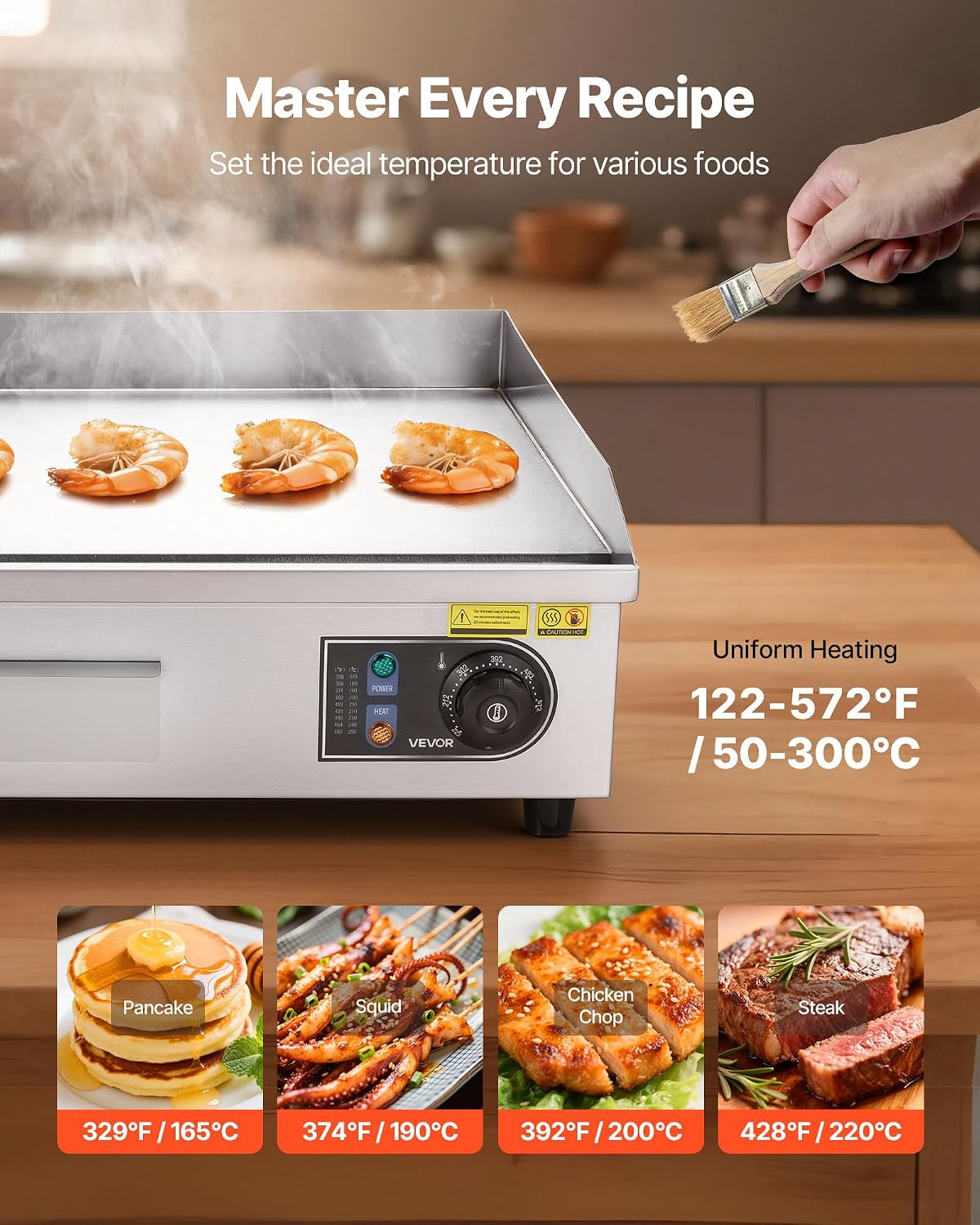 Commercial Electric Griddle, 26" No Plug, Countertop Flat Top Griddle