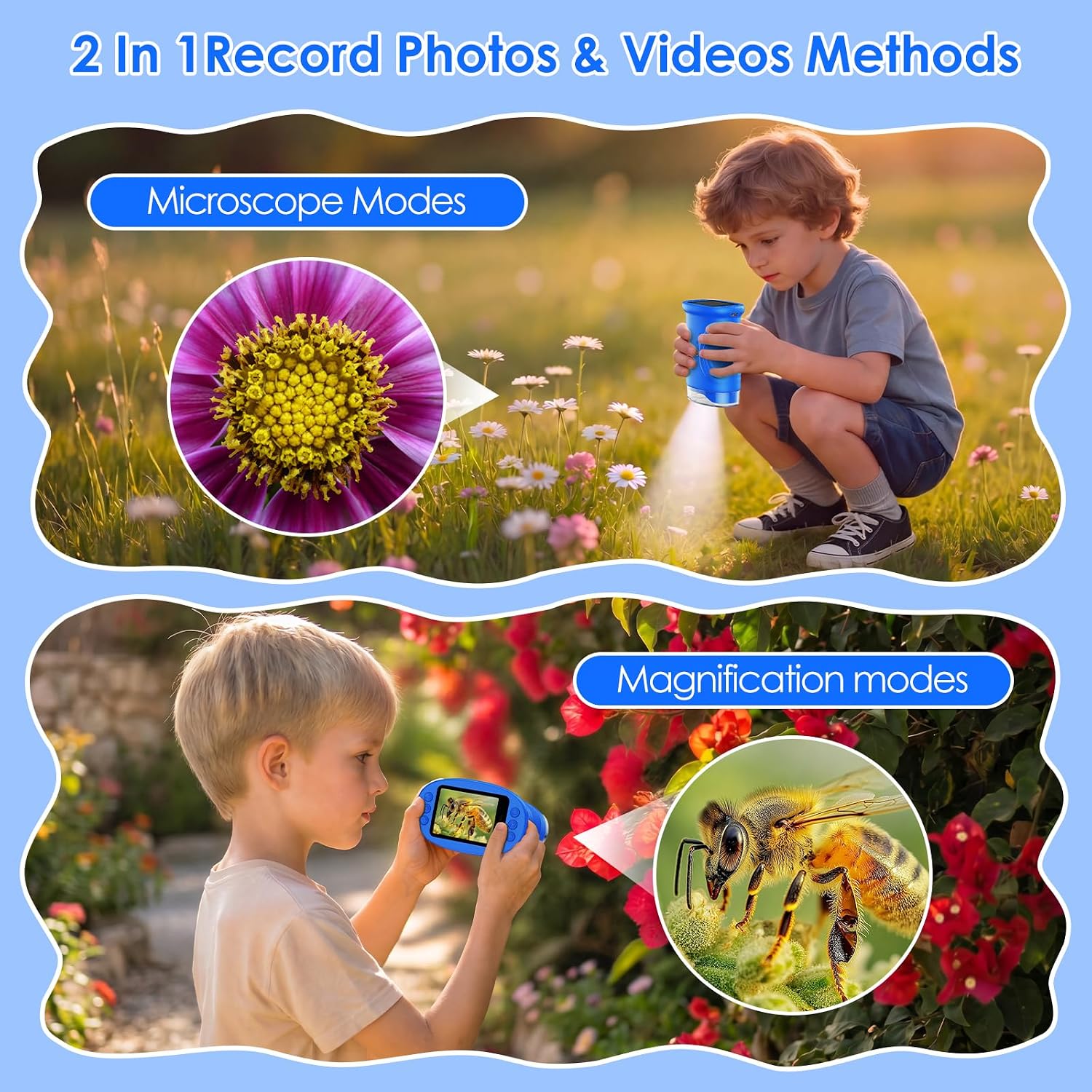 4K 1000X Handheld Digital Microscope for Kids with 2.0" IPS Screen(Blue) | 200-1000X Magnification, STEM Toys