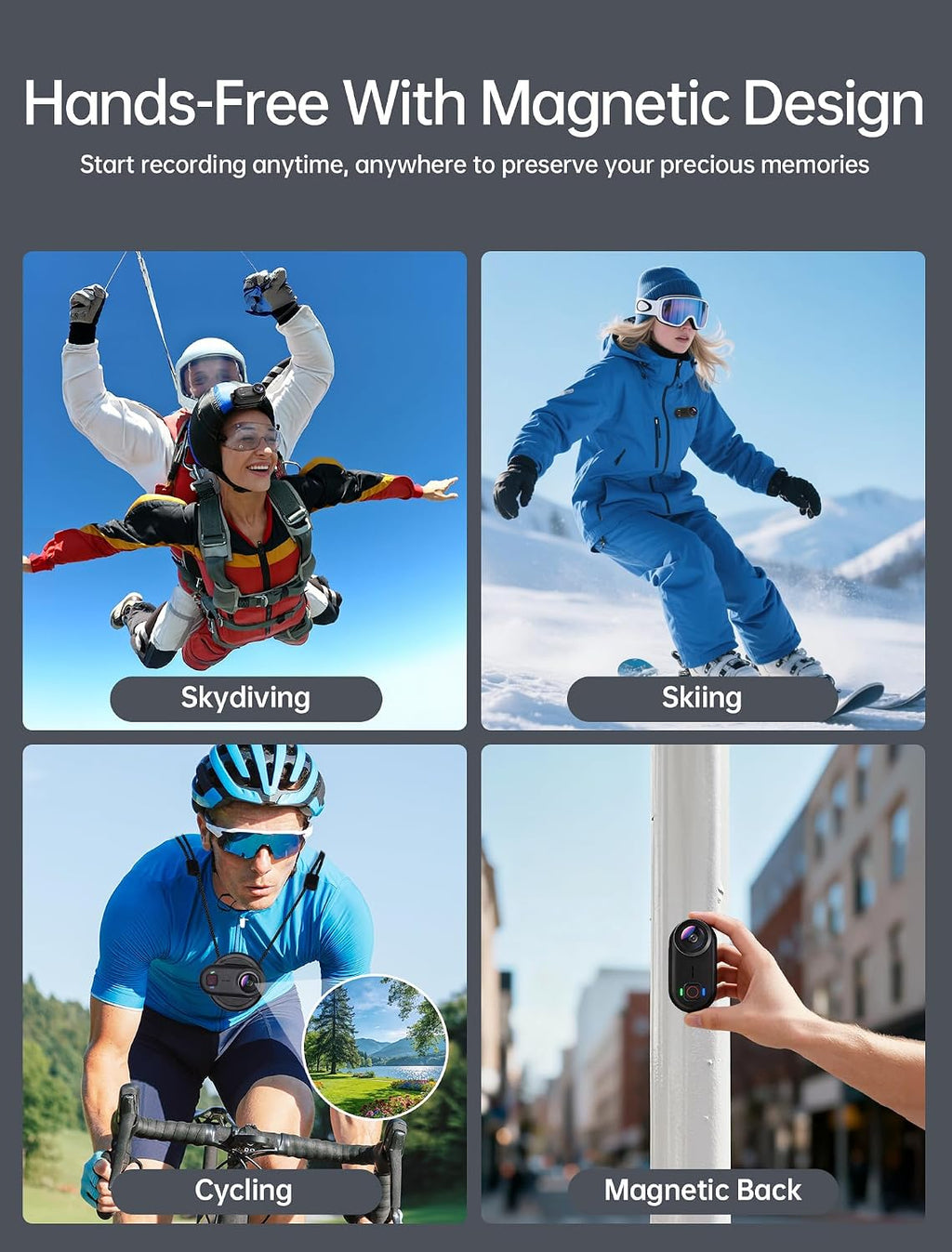 4K Mini Body Action Cameras POV Body Cam, 64GB Sports Camera with Audio Video Recording, Portable WiFi Magnetic