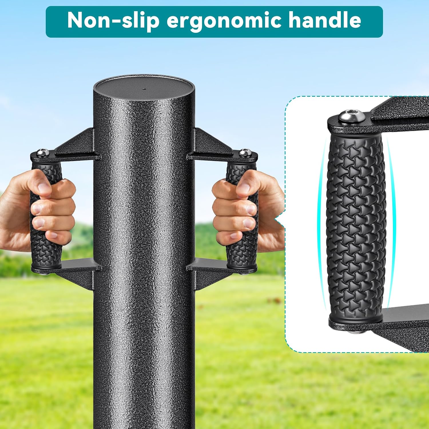 Fence Post Driver Non-Slip Handles Post Pounder for T Posts