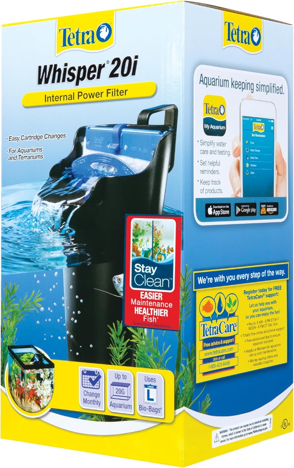 Whisper 135 GPH Internal Power Filter For Aquariums