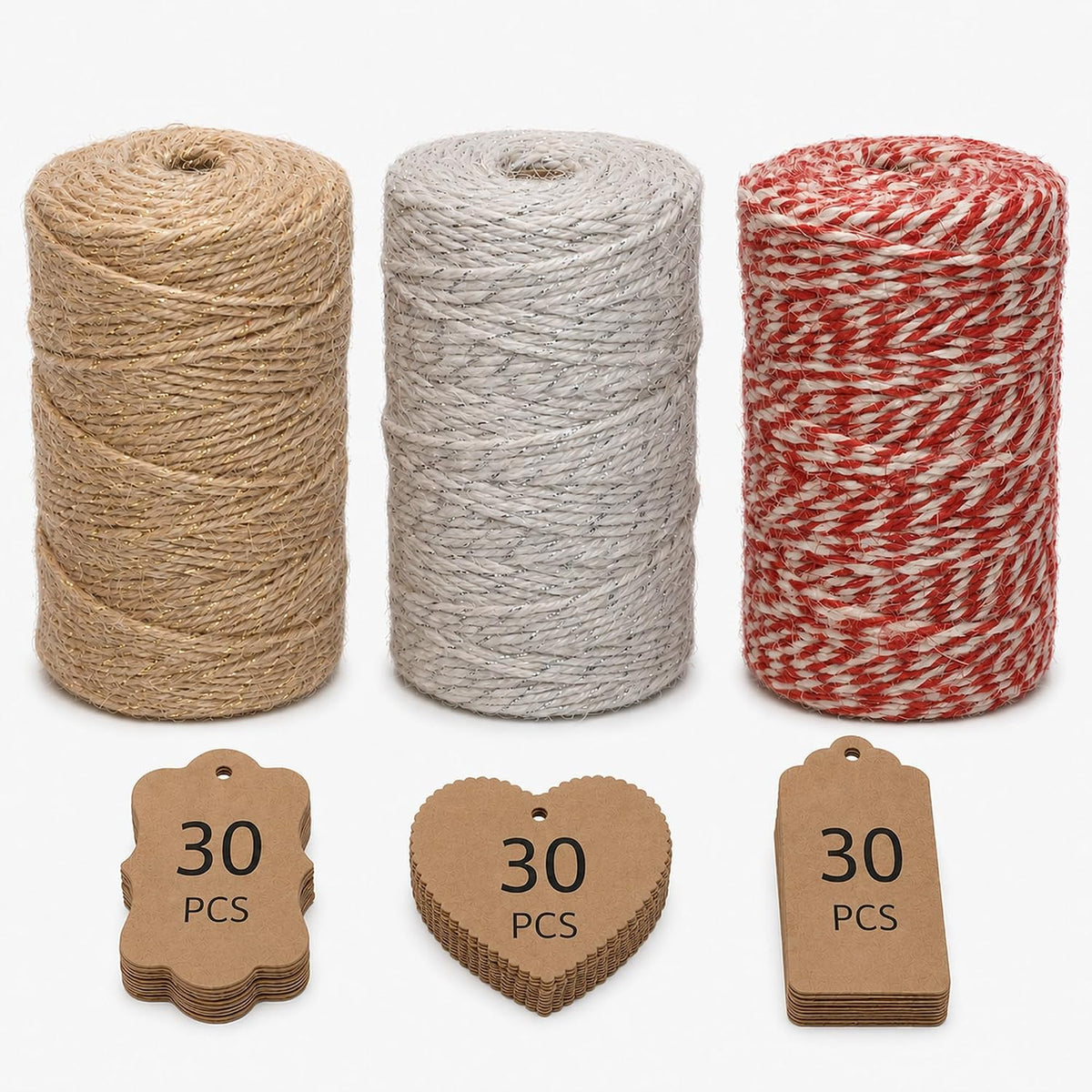 Colored Jute Twine String, 3 Rolls 984 Feet 2.5mm Craft Rope Set