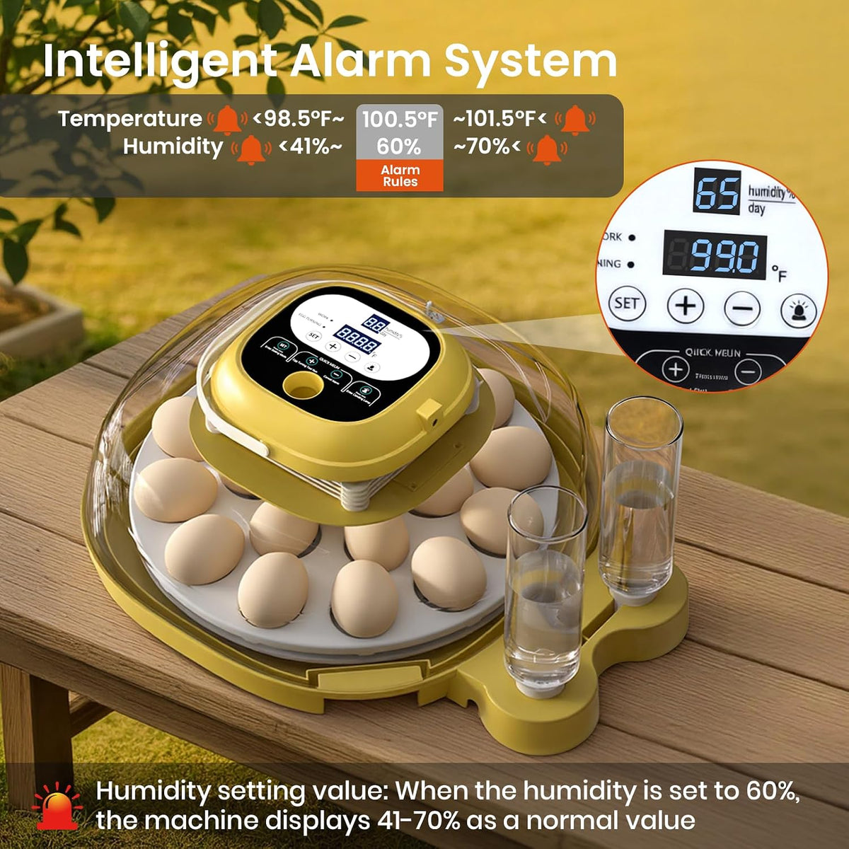 Egg Incubators for Hatching Eggs with Automatic Egg Turning & Humidity Control - 18/33 Egg Capacity, LED Display