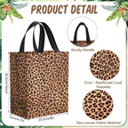 80 Pieces Leopard Gift Bags Set Glossy Reusable Tote with Handles Grocery Bags for Wedding, Bachelorette Party