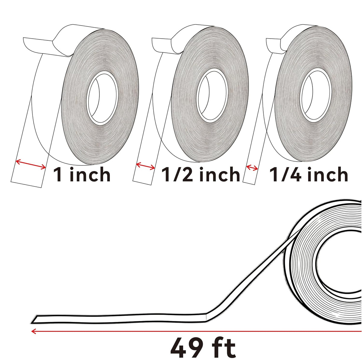 Double Sided Fabric Tape, Clothing Hem Tape No Sew No Iron 1/4, 1/2, 1 inch