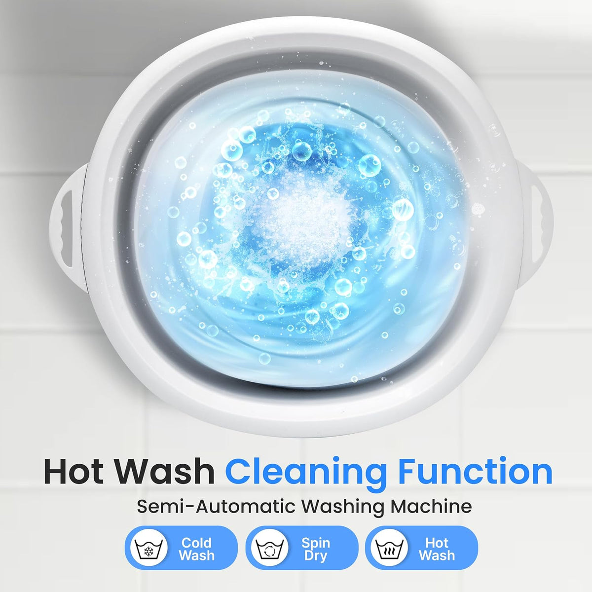 Pure Clean Portable Washing Machine, Foldable Mini Washing Machine for Camping, Travel, RV & Small Spaces