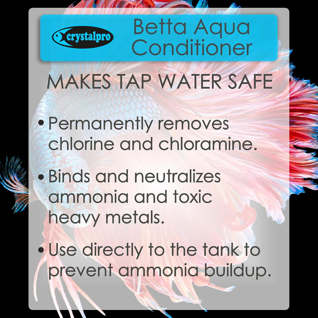 Betta Water Conditioner (Treats 660 Gallons) - Instantly Neutralizes Chlorine & Ammonia, Tap Water Treatment (4.2 Fl