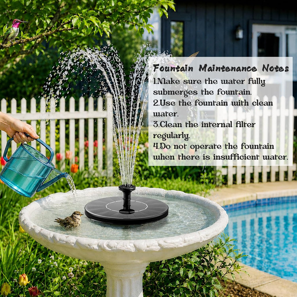 Solar Fountain Pump 1.5W Upgraded Submersible Solar Water Fountain Panel Kit for Bird Bath,Small Pond,Garden and Lawn