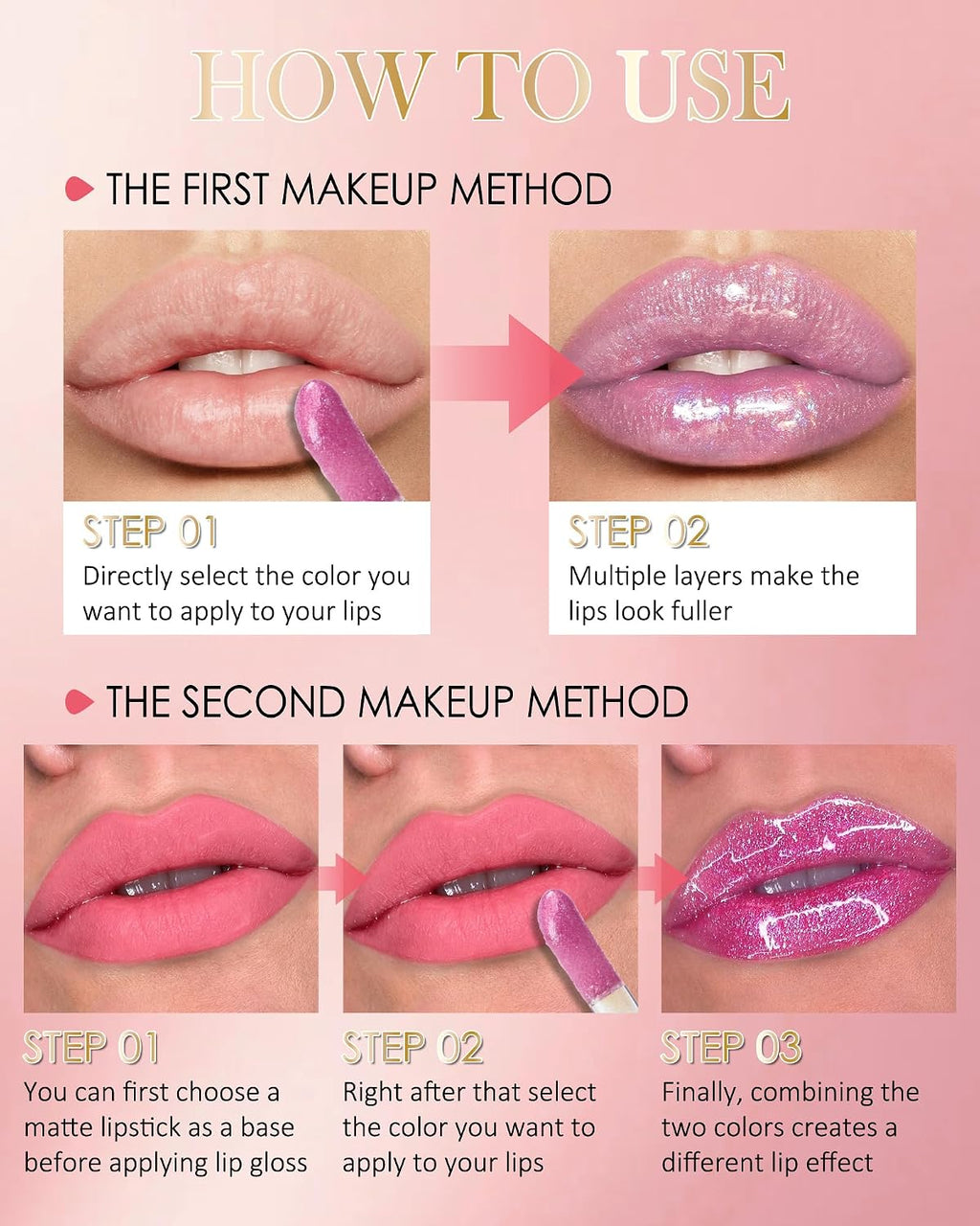 Glitter Holographic Lip Gloss, Shimmer Moisturizing Liquid Lip Tint Stain