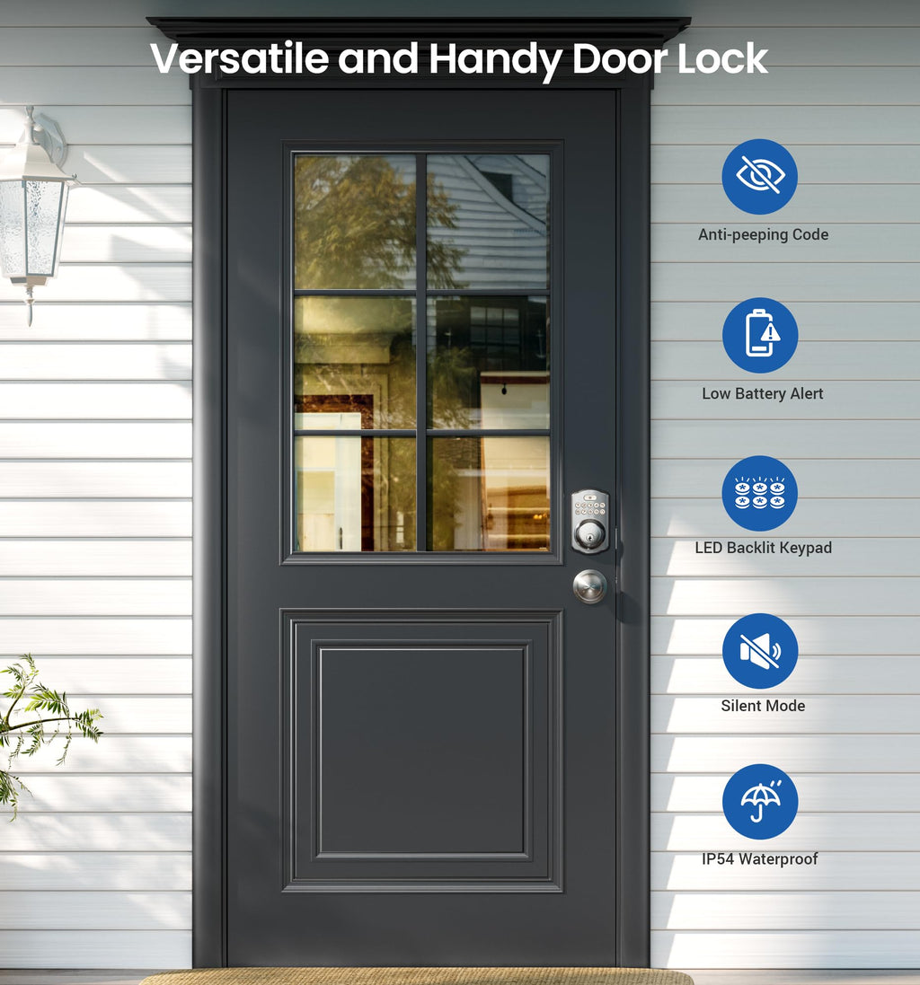 KS01C Keyless Entry Deadbolt Door Lock with Knobs, Satin Nickel