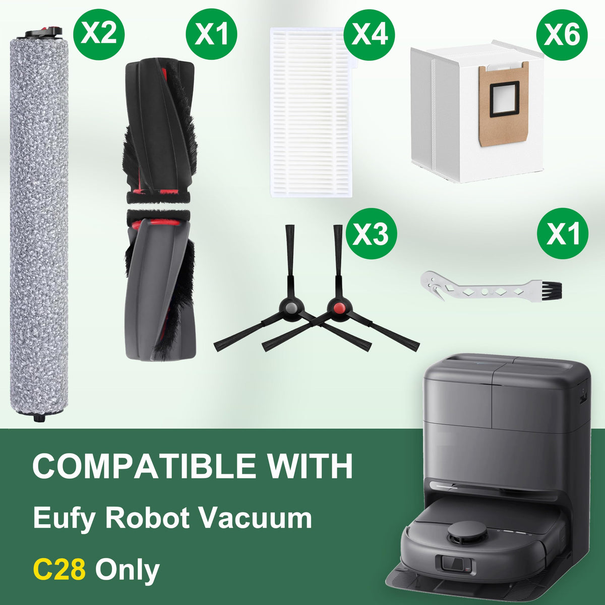 21 Pack Accessories Parts Kit Compatible With C28 Robot Vacuum Cleaner