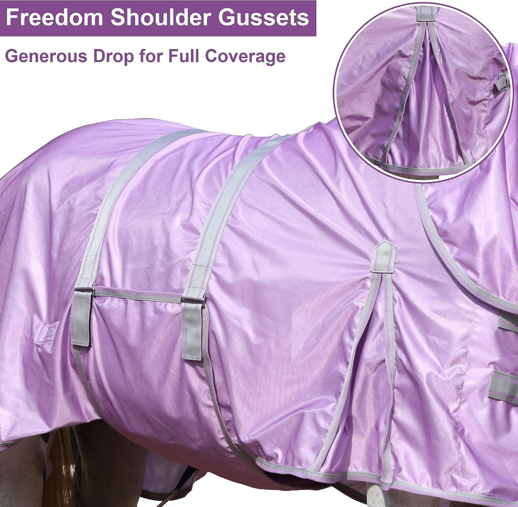 Horse Fly Sheet with Neck Cover & Belly Band Mesh UV Protection