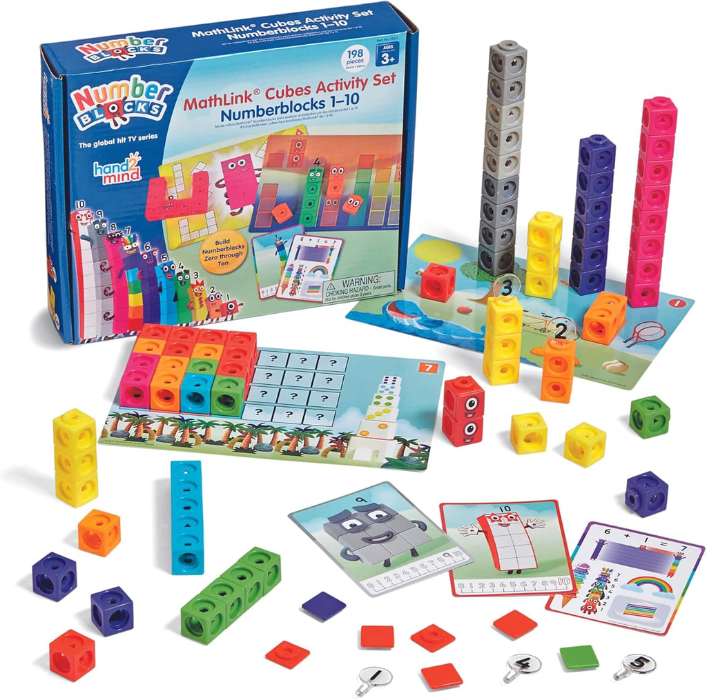 MathLink Cubes Numberblocks 1-10 Activity Set, 30 Preschool Learning Activities, Counting Blocks, Linking Cubes