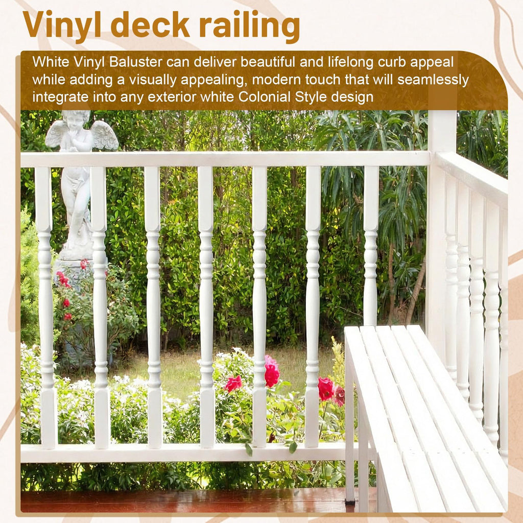 Vinyl Railing Spindles, 1 1/2" Sq X 32", Vinyl Railing, 4 Pack