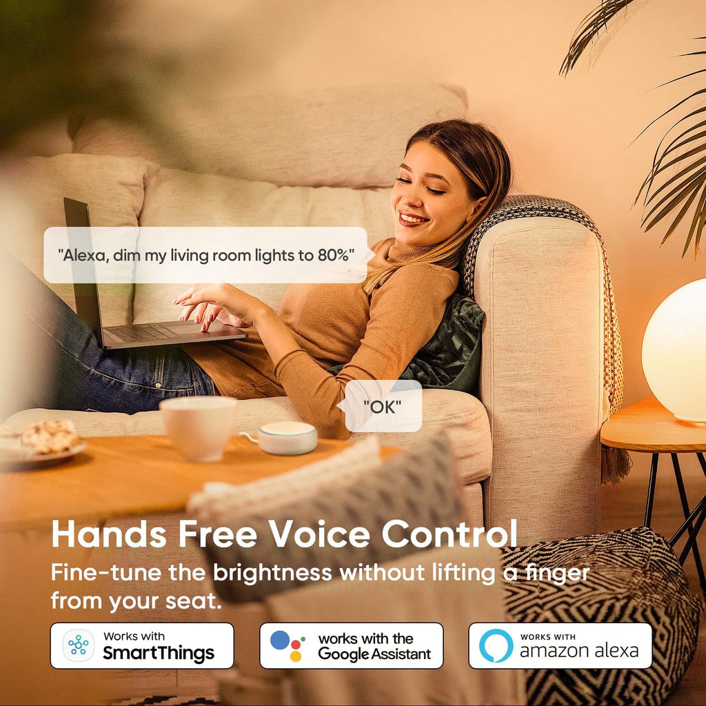 Smart Dimmer Switch 4 Pack, Single Pole Smart Switch Works with Alexa and Google Home, Neutral Wire Required, 2.4GHz