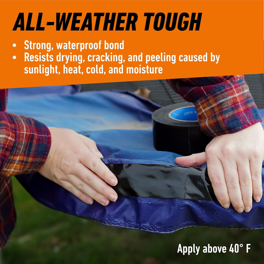 All Weather Duct Tape, Black, 1.88 in x 25 yd, 2-Pack