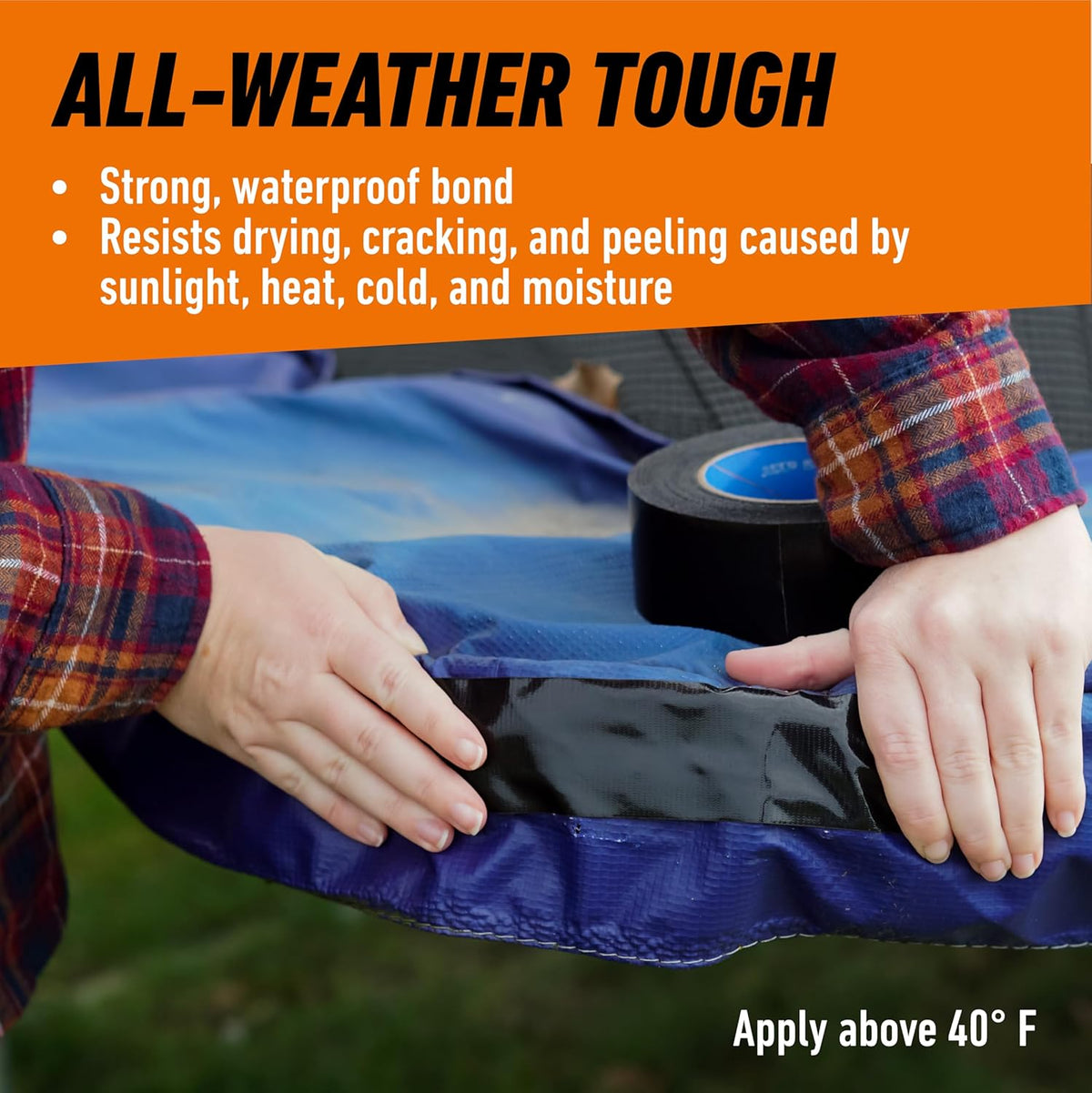 All Weather Duct Tape, Black, 1.88 in x 25 yd, 2-Pack