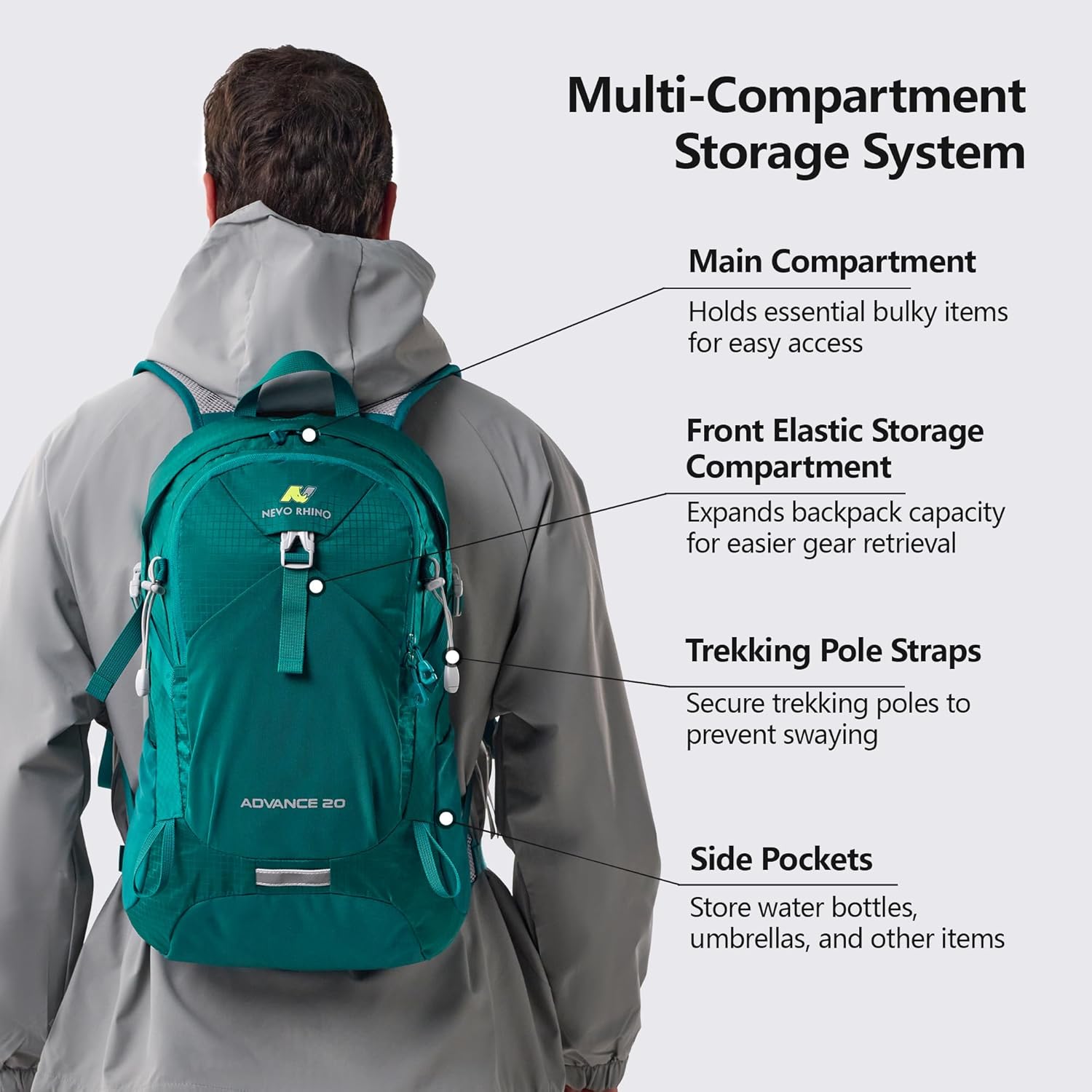 20L Small Hiking Backpack with Rain Cover | Internal Frame, Ventilated Back Panel, Water-Resistant, Short-Distance