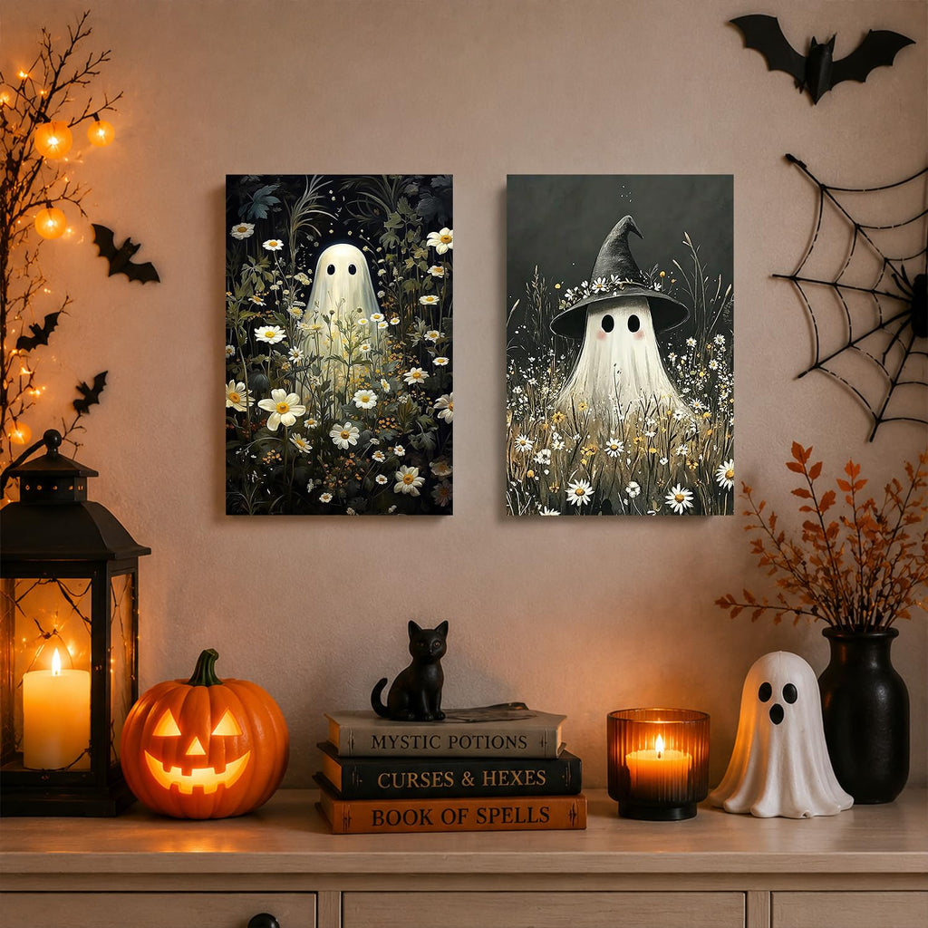 2 Pack Halloween Paint by Numbers Kit for Adults (Ghost, 8x12inch)