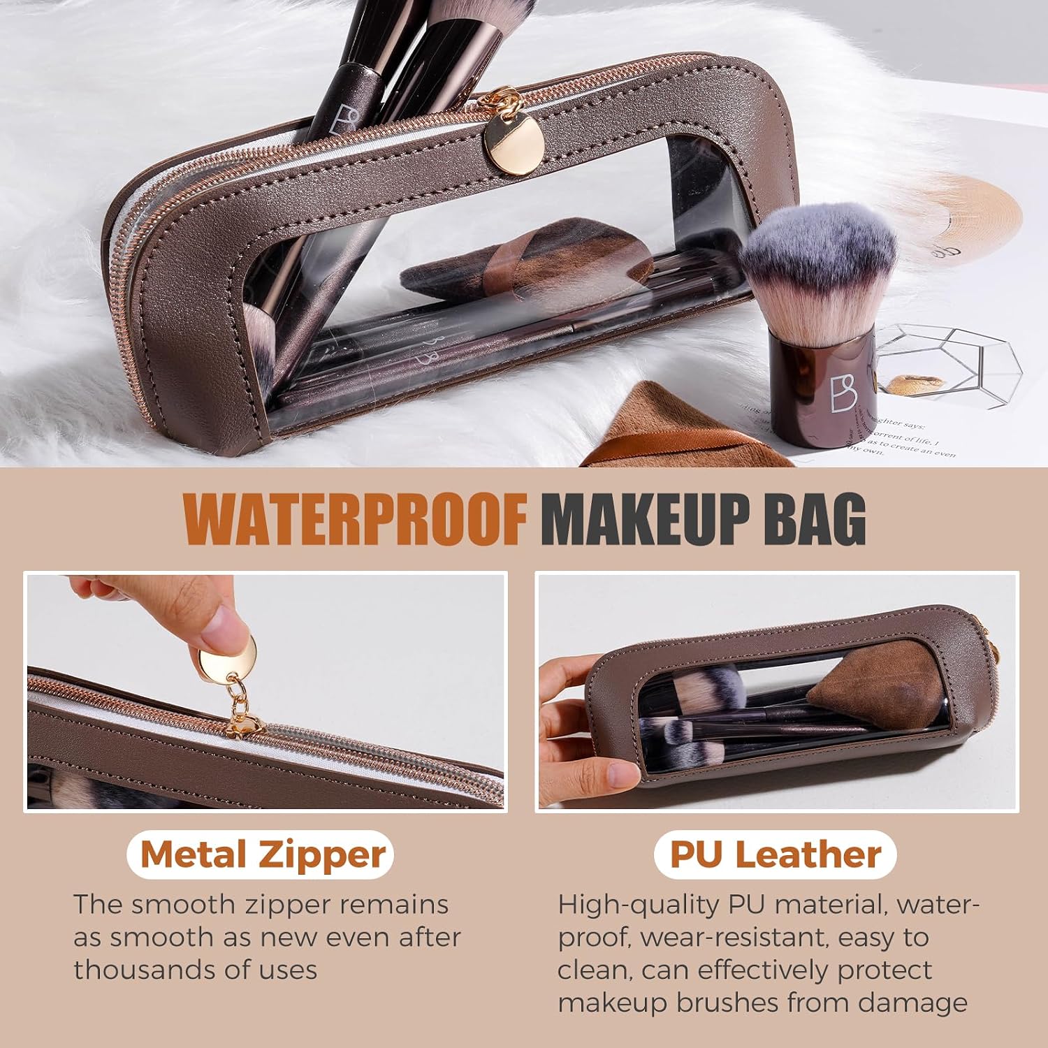 Travel Makeup Brush Set BS-MALL Ultra-Soft Synthetic Bristles Eyeshadow Brush, Foundation Brush for Liquid Makeup
