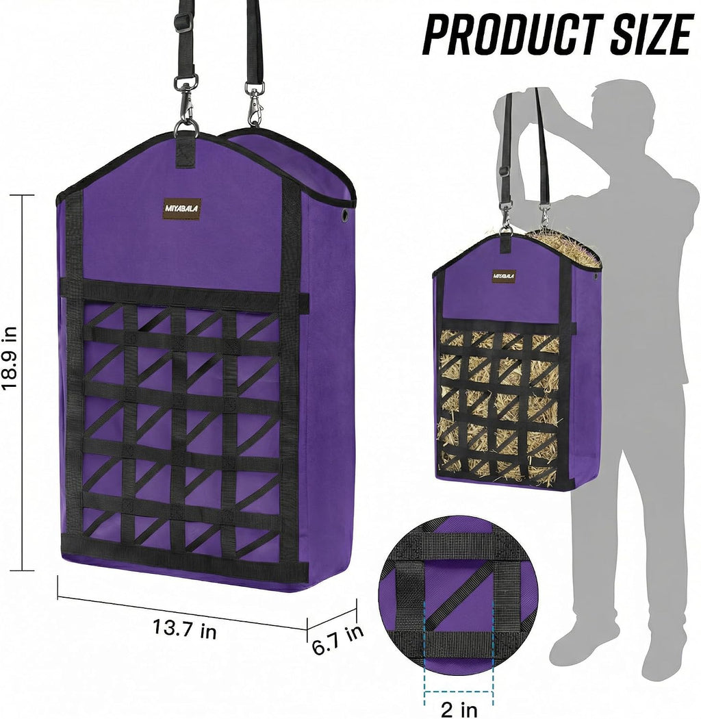 Ultra Slow Feed Horse Hay Bag Net Front, 3Pack (1 Black +2 Purple)